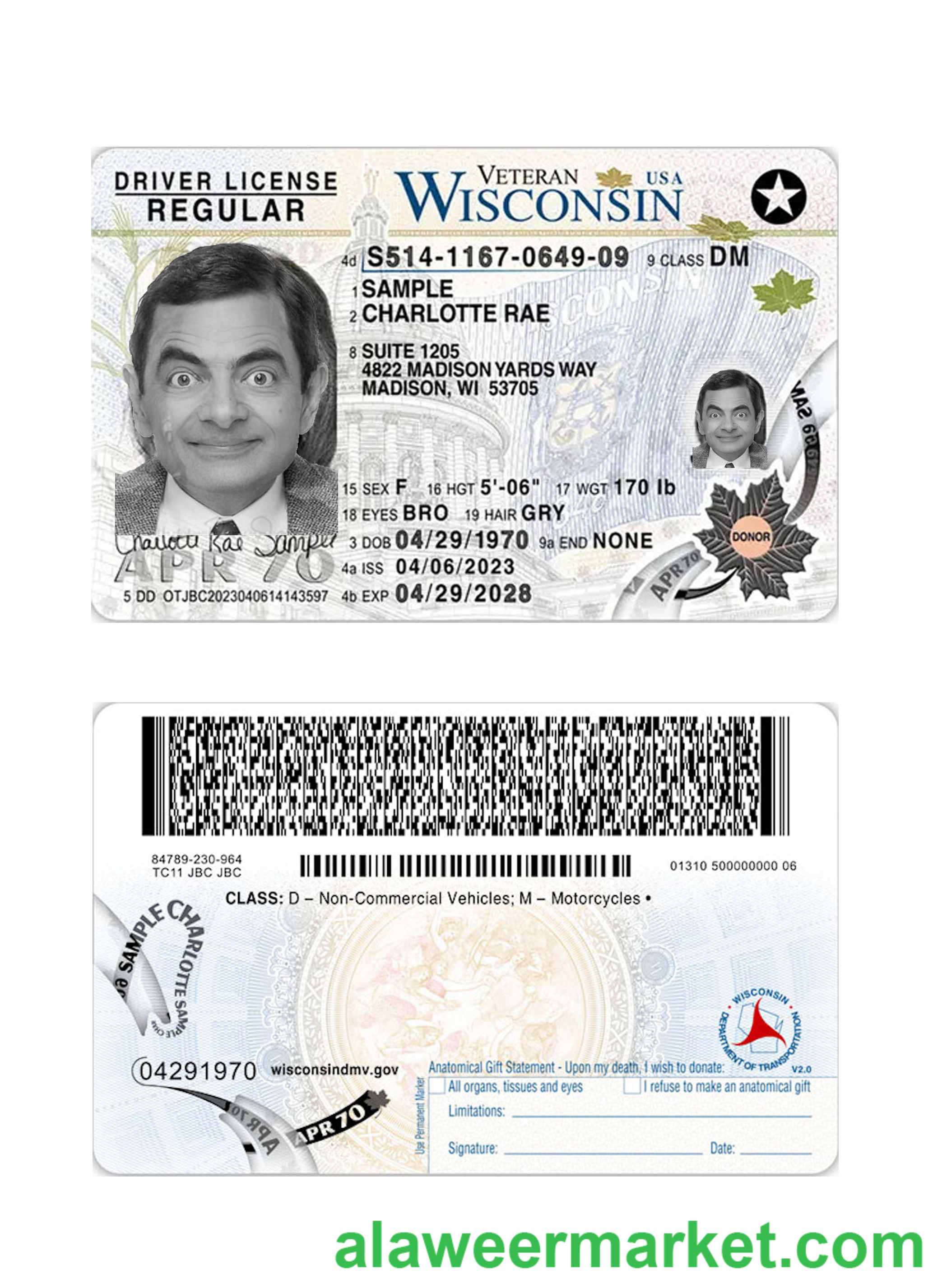 USA Wisconsin driving license 2023-present
